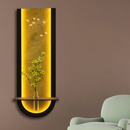 Anas Art and Crafts Modern LED Wall Decor with Shelf & Vase, Warm White Decorative Wall Light