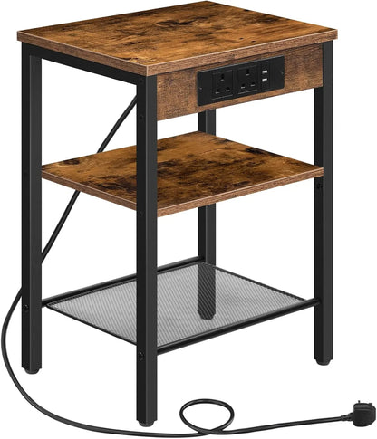 Westons Craft Rustic End Table with Power Outlet