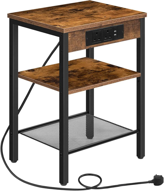 Westons Craft Rustic End Table with Power Outlet