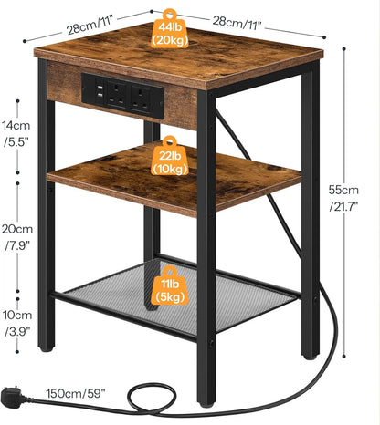 Westons Craft Rustic End Table with Power Outlet
