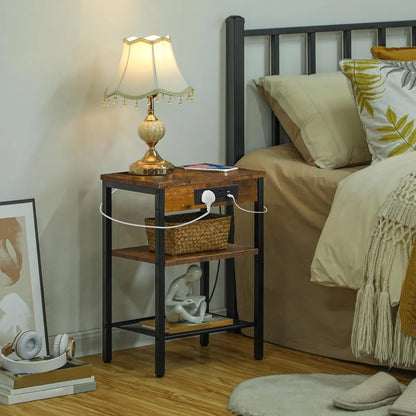 Westons Craft Rustic End Table with Power Outlet