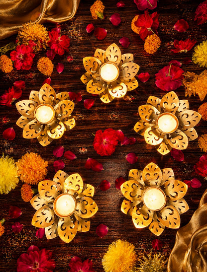 Premium Candle Flower Urli for Home Decor, Diwali Decoration,Table Decor (Size - 5'' inch - Sat of - 5)