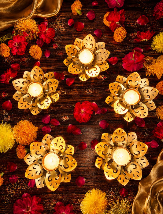 Premium Candle Flower Urli for Home Decor, Diwali Decoration,Table Decor (Size - 5'' inch - Sat of - 5)