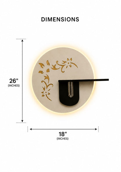 Modern LED Wall Decor with Shelf & Vase, Warm White Decorative Wall Light