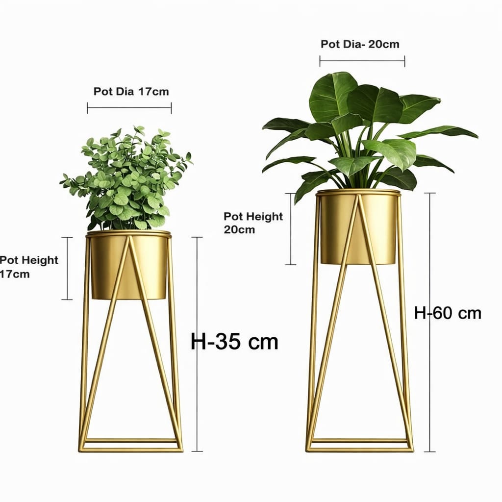 Aura Gold Metal Plant Stand (Set of 2) – Elegant Home Decor