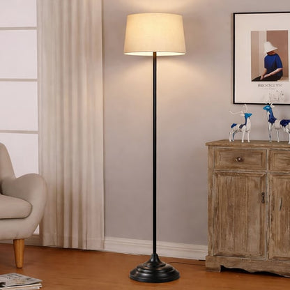 “Luxury Standing Floor Lamp with Red Fabric Shade – Stylish Light for Home Decor & Living Room”