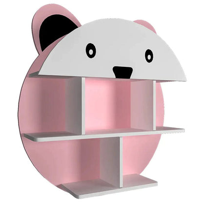 Cute Bear Shape Kids Wall Shelf – Cartoon Wooden Floating Storage Rack for Nursery & Bedroom