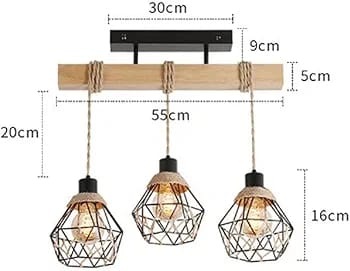 Rustic 3-Light Pendant Lamp with Rope Design – Industrial Hanging Ceiling Light