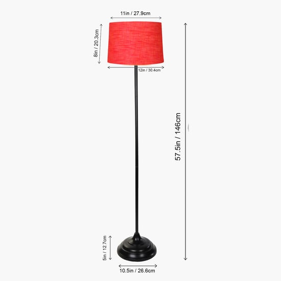 “Luxury Standing Floor Lamp with Red Fabric Shade – Stylish Light for Home Decor & Living Room
