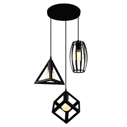 Modern Geometric 3-Light Pendant Ceiling Lamp – Industrial Decorative Hanging Light