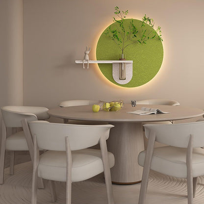 Modern Decorative Wall Shelf with Glass Vase Holder – Minimalist Round Wall Décor