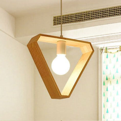 Modern Wooden Geometric Pendant Light – 3-Light Hanging Ceiling Lamp