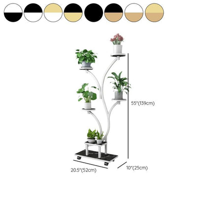 Luxury Golden Tree Design 5-Tier Metal Plant Stand | Modern Multi-Level Flower Pot Display Rack | Premium Indoor & Outdoor Plant Holder