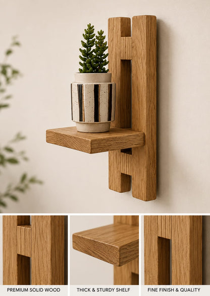 Minimal Wooden Wall Shelf for Plant & Home Décor | Modern Floating Display Shelf