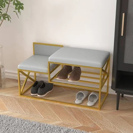 Luxury Gold Shoe Bench with Cushion