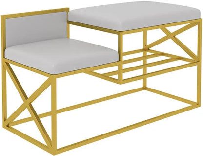 Luxury Gold Shoe Bench with Cushion