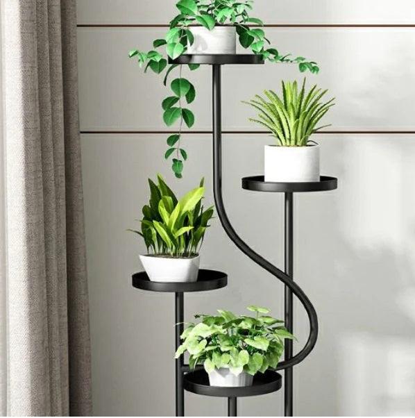 Minimalist S-Shape Plant Stand – 4 Level Indoor Planter Display Stand