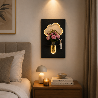 Cloud Glow Floral led Wall art'