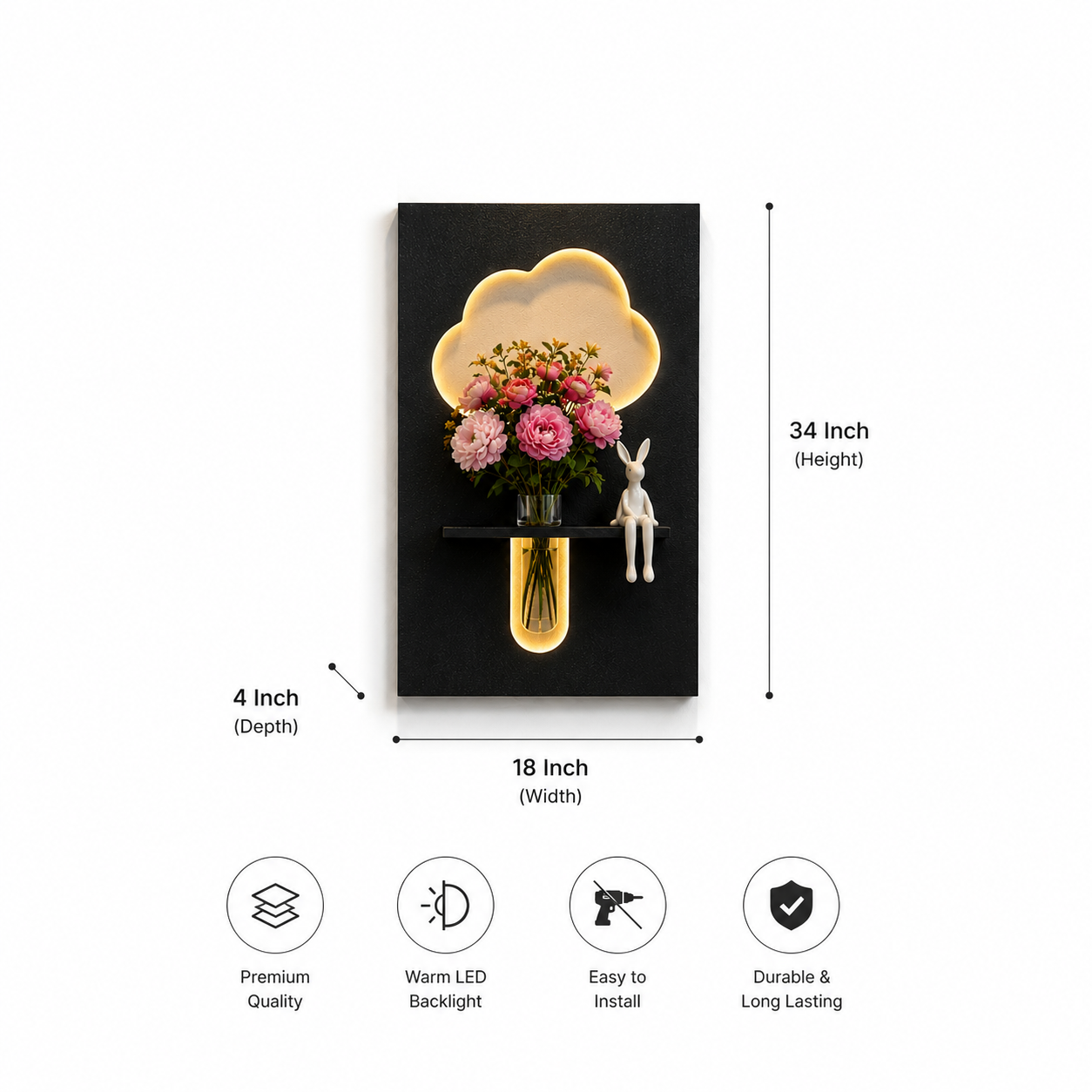 Cloud Glow Floral led Wall art'
